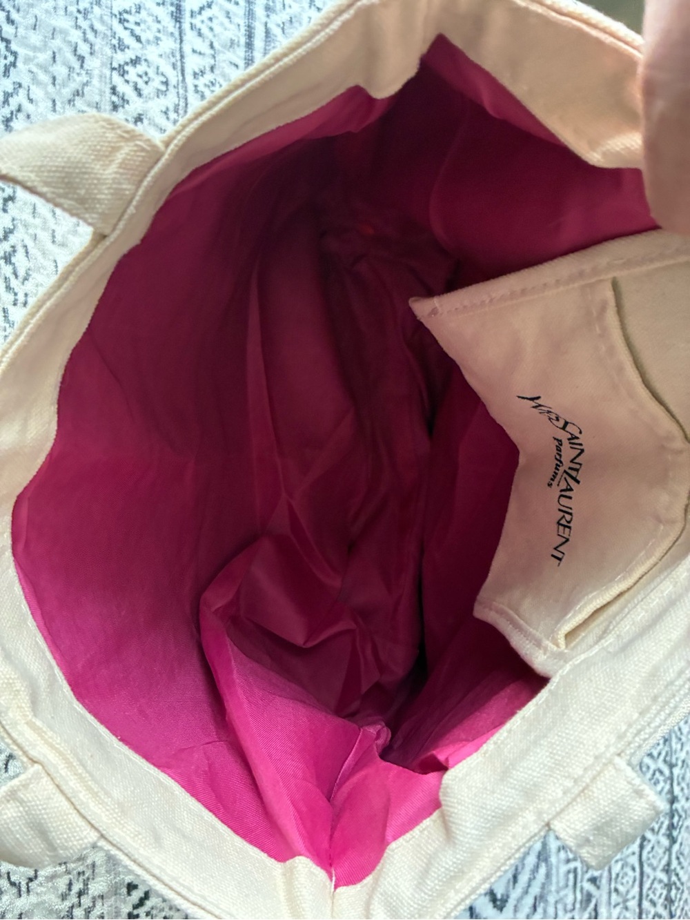 Yves Saint Laurent Cream Canvas Tote with Black YSL Logo - GWP - Picture 7 of 8